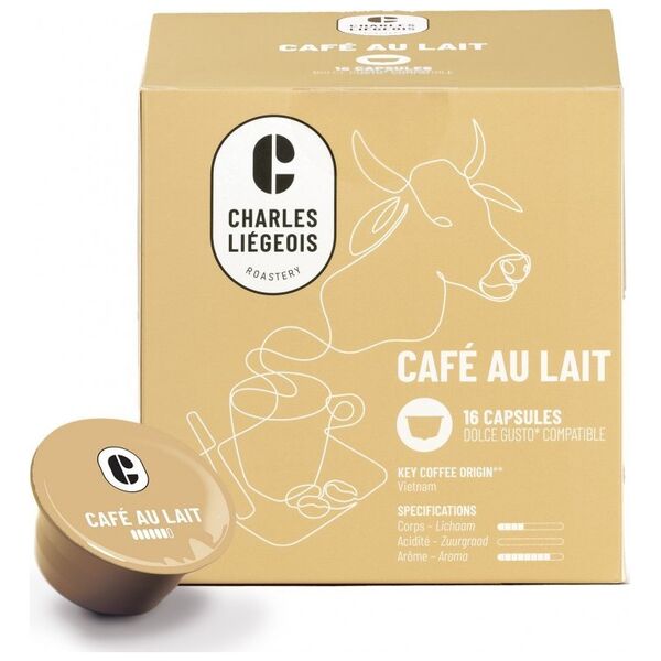 Coffee capsules compatible with NESCAFE(r) Dolce Gusto(r) Charles Liegeois Cafe au lait, 16 pcs.
