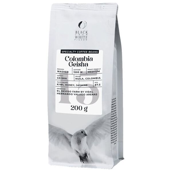 Specialty coffee beans Black Crow White Pigeon Colombia Geisha, 200 g