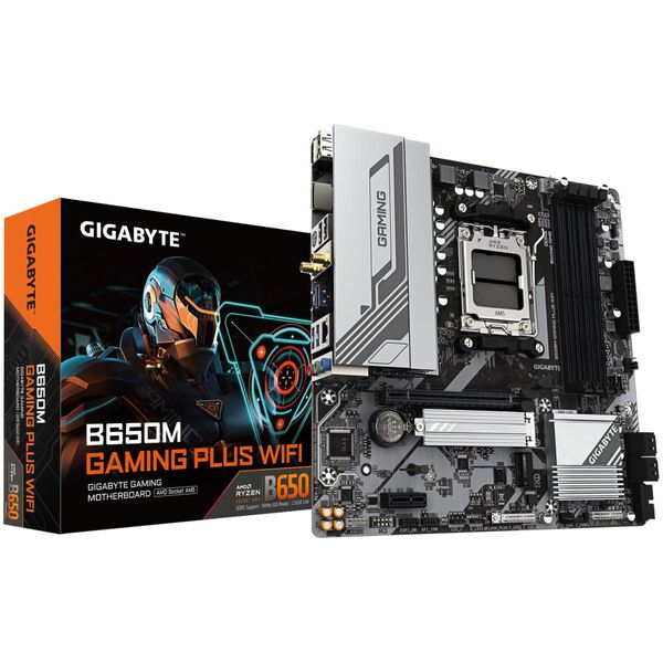 Gigabyte B650M GAMING PLUS WF | Processor family AMD | Processor socket AM5 | DDR5 | Supported hard disk drive interfaces M.2, SATA | Number of SATA connectors 4
