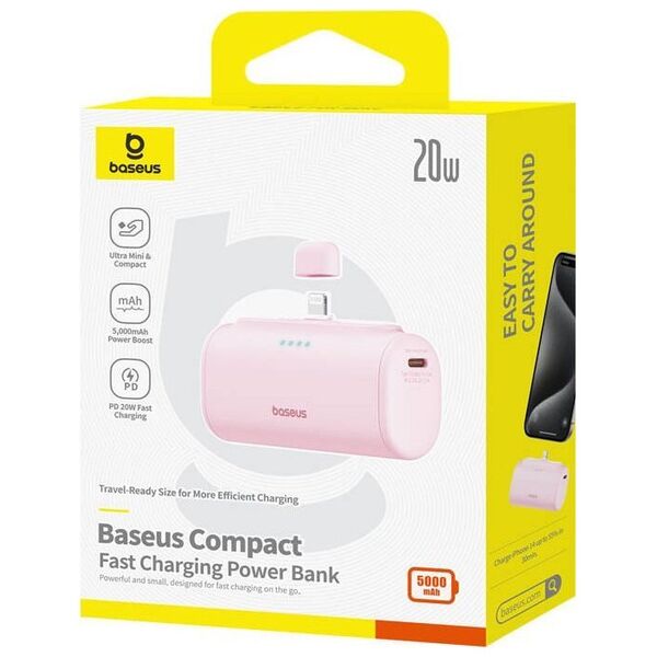 Powerbank OS-Baseus Compact IP 5000mAh 20W (różowy)