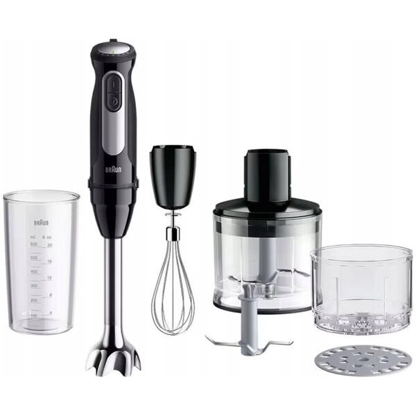 Braun MultiQuick 5 MQ55.254MBK, Immersion blender, 0.5 L, Ice crushing, 1000 W, Black, Stainless steel