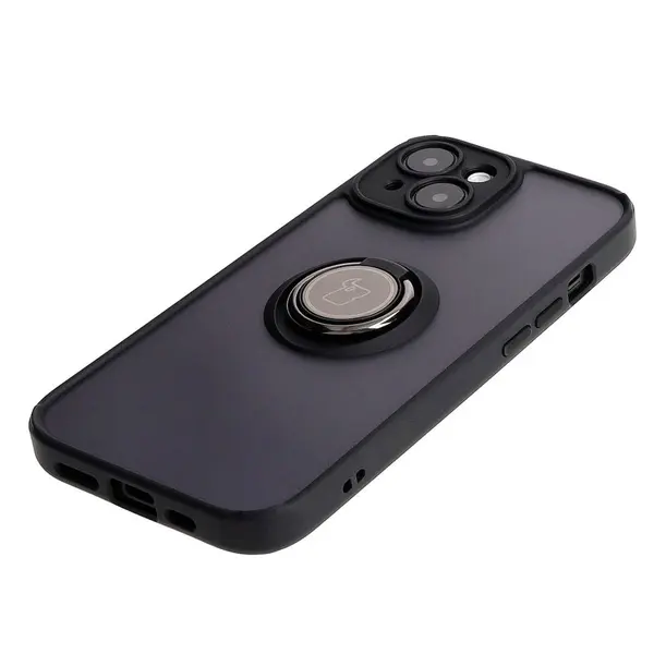 Bizon Case Hybrid Ring Apple iPhone 15 smoky with a black frame