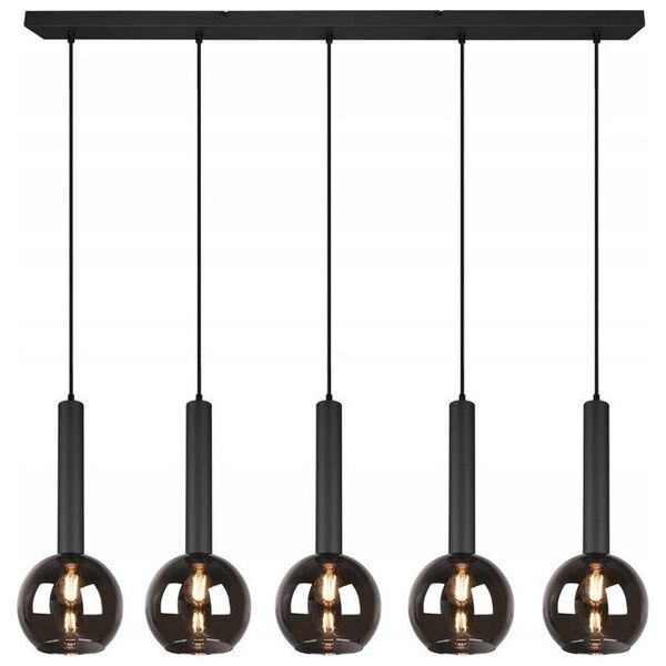 Pendant lamp TRIO CLAYTON, 5 x E27, max 28W, black, 115 x20 x h150 cm