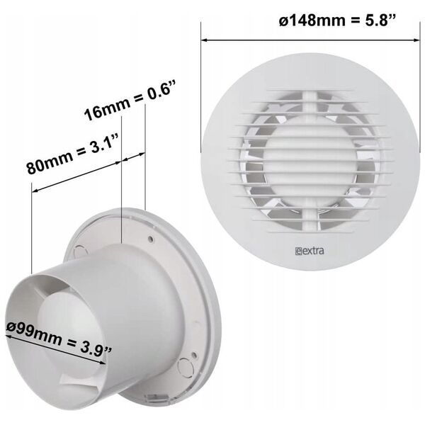 Household fan E-EXTRA EA100T, DN100, with timer