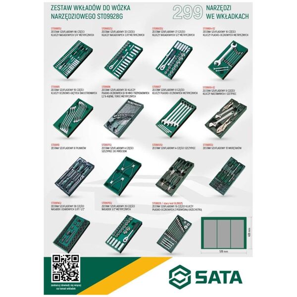 SATA WORKSHOP TROLLEY 7-DRAWERS PRO GREEN 299 pcs.