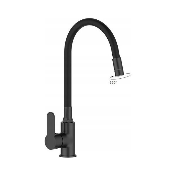 Sink faucet INVENA KSANTI, with 360deg rotating spout, black