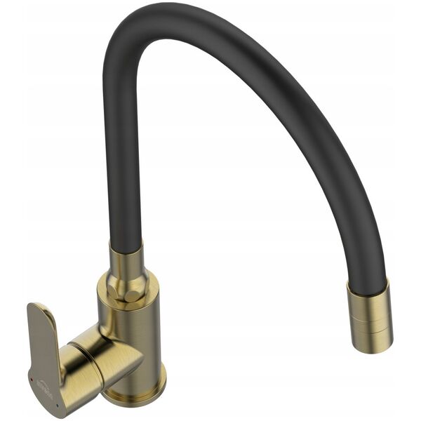 Sink mixer INVENA KSANTI PLUS, with 360deg rotating spout, polished gold color.
