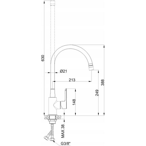 Sink mixer INVENA KSANTI PLUS, with 360deg swivel spout, matt grey.
