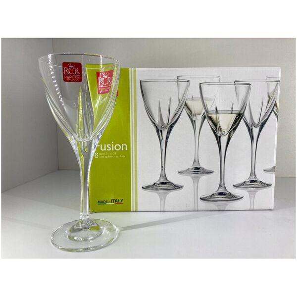 Crystal wine glasses RCR Fusion Goblet, 210 ml, 6 pcs.