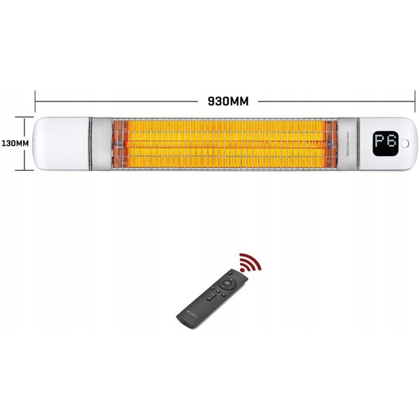 Infrared heater LUXEVA Tora White, 2.5 kW, with remote control