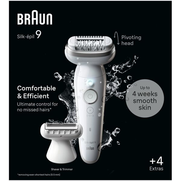 Braun Silk-épil 9 9-041, Silver, 40 tweezers, MicroGrip, Battery, 100 - 240 V, 50/60 Hz