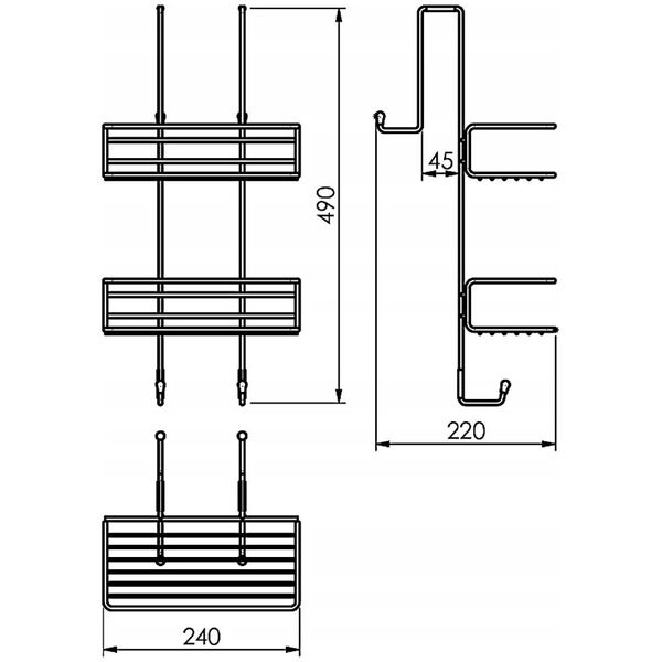 Koszyk prysznicowy Gedy TITO SHOW CADDY HANG 2 BASK 22X24X49 BL
