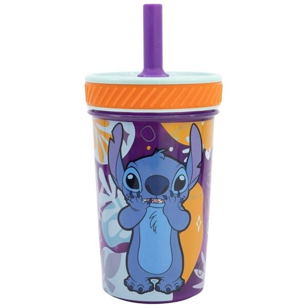 Disney Stitch - Nieprzewracalny kubek Dropsafe z silikonową słomką z kolekcji Aloha 370 ml