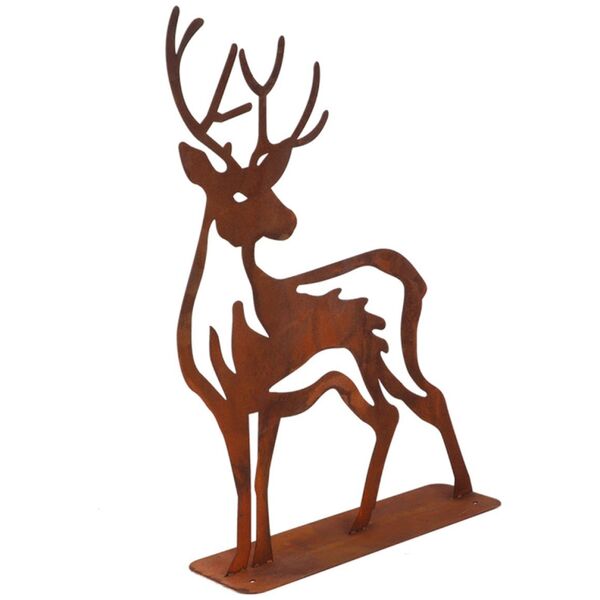DECORATION DEER RUST 38X10X46.8CM
