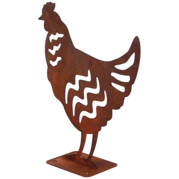 DECORATION CHICKEN RUST 25X10X28.8CM