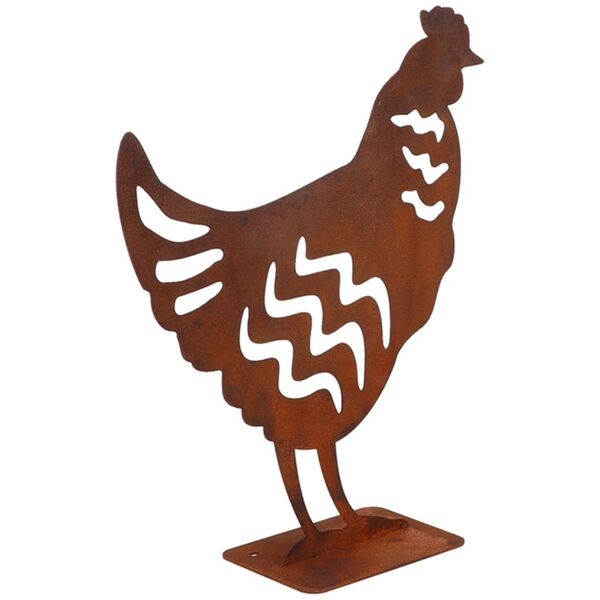 DECORATION CHICKEN RUST 25X10X28.8CM