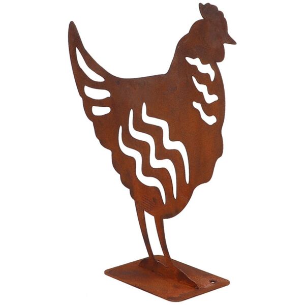 DECORATION CHICKEN RUST 25X10X28.8CM