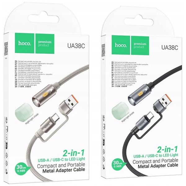 HOCO kabel USB A / Typ C do LED light UA38C złoty