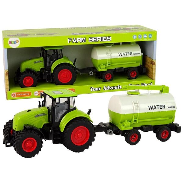 LeanToys Traktor z Przyczepą Duże Koła Zielony Farma