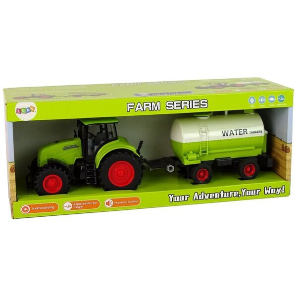 LeanToys Traktor z Przyczepą Duże Koła Zielony Farma