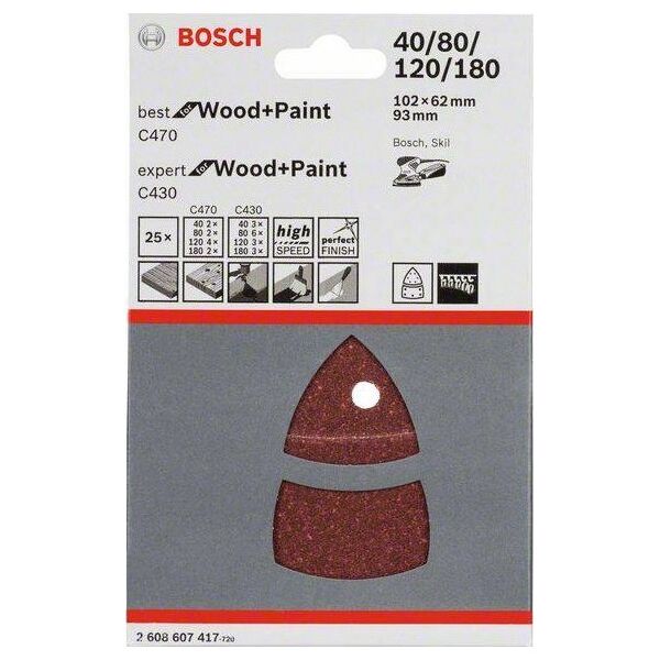 Bosch Bosch φύλλο λείανσης B & EfWP, 102x62mm, Σετ - 2608607417 9805275 3165140327695