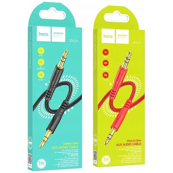 Kabel Hoco HOCO kabel AUX Jack 3,5 mm (męski) do Jack 3,5 mm (męski) UPA24 1 m czerwony