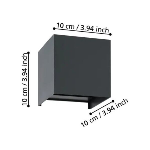 LED wall lamp EGLO VALMONTONE, 2 x 3 W, 400 lm, 3000K, black, 10x10x10cm