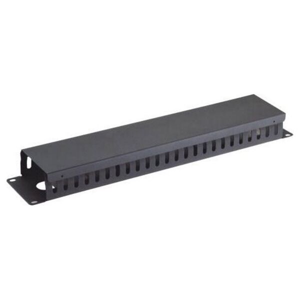 Organizer TRITON 19" vyvazovací panel 2U, cellokovový με κάλυμμα 90x45mm, průchozí, černý 14080093 8592457170433