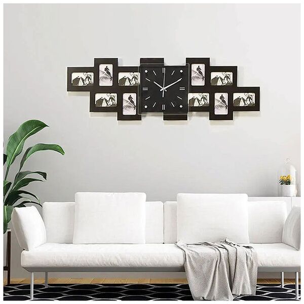 Home Styling Collection Ρολόι τοίχου με 10 μαύρες κορνίζες φωτογραφιών, 80 x 4 x 26 cm 14127160 8720573206389