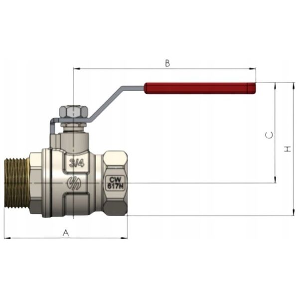 Zawór kulowy do wody DN15 1/2 GZ-GW SENA VA30 dźwignia Inox