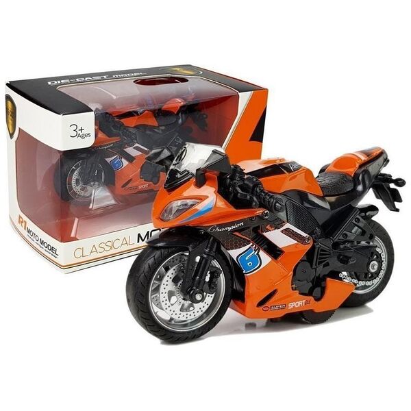 LeanToys Motocykl z Naciągiem 1:14 Pomarańczowy