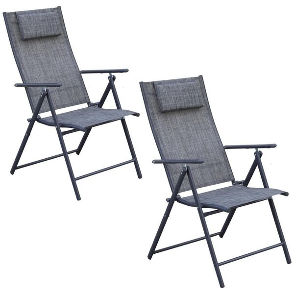 KRZESŁO OGRODOWE 57x68x106CM  2xTEXTLINE 7-POZYCYJNE Z PODUSZKĄ KPL.2SZT
