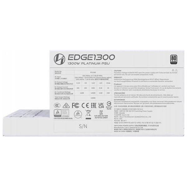 Zasilacz Lian Li Lian Li EDGE EG1300 80 PLUS Platinum Netzteil, PCIe 5.1, ATX 3.1 - 1300 Watt, wei