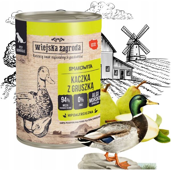 Karma mokra dla psa Kaczka z gruszką (dorosły) 400g