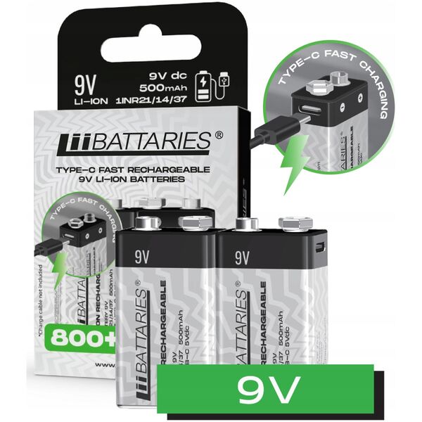 LIIBATTARIES AKUMULATORY LI-ON TYPU 9V 2szt