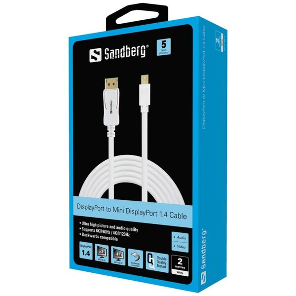 Kabel Sandberg DisplayPort Mini - DisplayPort 2m biały (509-17)