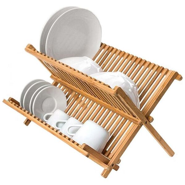 Excellent Houseware Suszarka do naczyń ociekacz bambusowy 2 poziomy uniwersalny