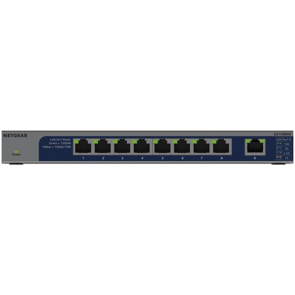 NETGEAR GS108MX-100EUS łącza sieciowe Nie zarządzany L2 Gigabit Ethernet (10/100/1000) Montaż na biurku/ścianie