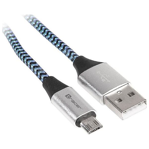 Kabel USB Tracer USB-A - microUSB 1 m Niebieski (TRAKBK46263)