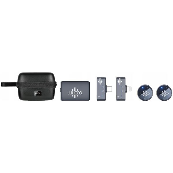 2x Mikrofon Krawatowy Bezprzewodowy 3w1 na iPhone Lightning + USB-C + 3,5mm / AirWave / Combo