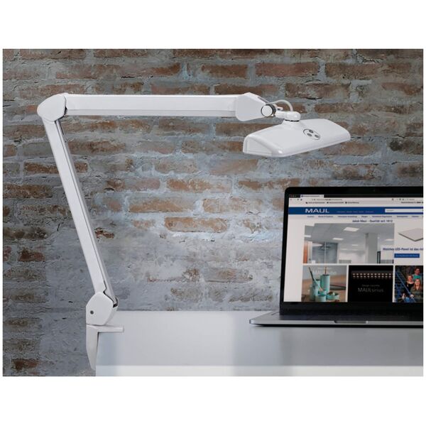 Lampka biurkowa Maul MAUL LED Arbeitsplatzleuchte Intro dimmbar+Klemmfuß weiß