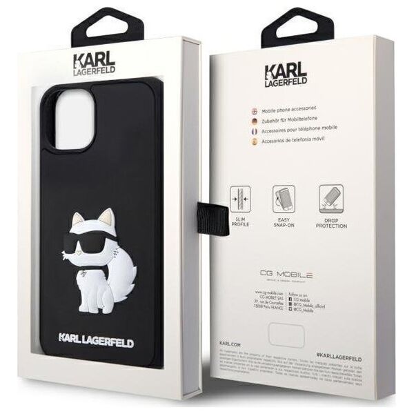 Karl Lagerfeld Etui Karl Lagerfeld KLHCP14S3DRKHNK Apple iPhone 14 czarny/black hardcase Rubber Choupette 3D