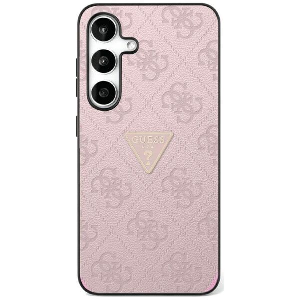 Etui Guess Hot Stamp 4G Pattern Triangle  Metal Logo do Samsung Galaxy S25 różowy