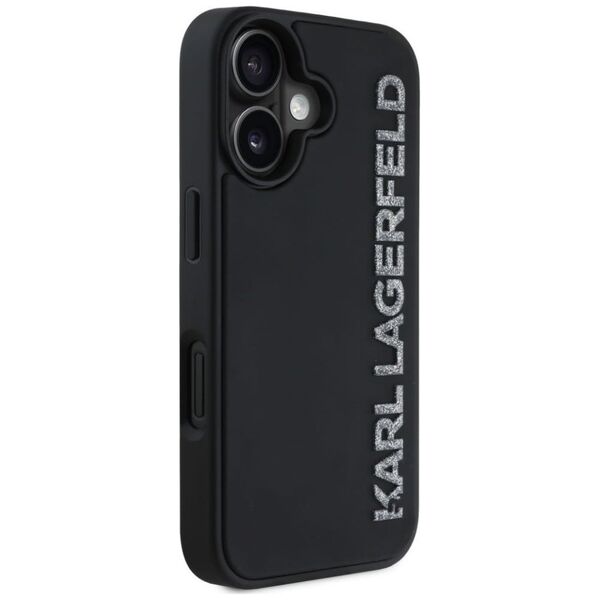 Etui Karl Lagerfeld HC 3D Rubber          Elongated Glitter do iPhone 16 czarny