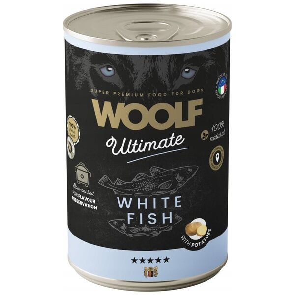 WOOLF PIES PUSZKA 400g ULTIMATE CAN       WHITE FISH&POTATOE  /6