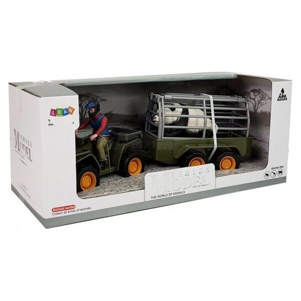 Figurka LeanToys Quad z Przyczepką Transporter Figurki Panda