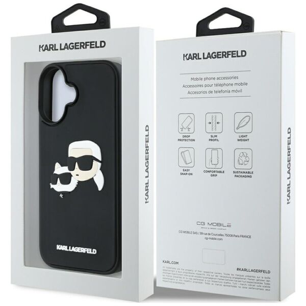 Etui Karl Lagerfeld HC 3D Rubber Double   Heads do iPhone 16 czarny