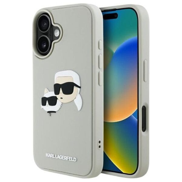Etui Karl Lagerfeld HC 3D Rubber Double   Heads do iPhone 16 beżowy