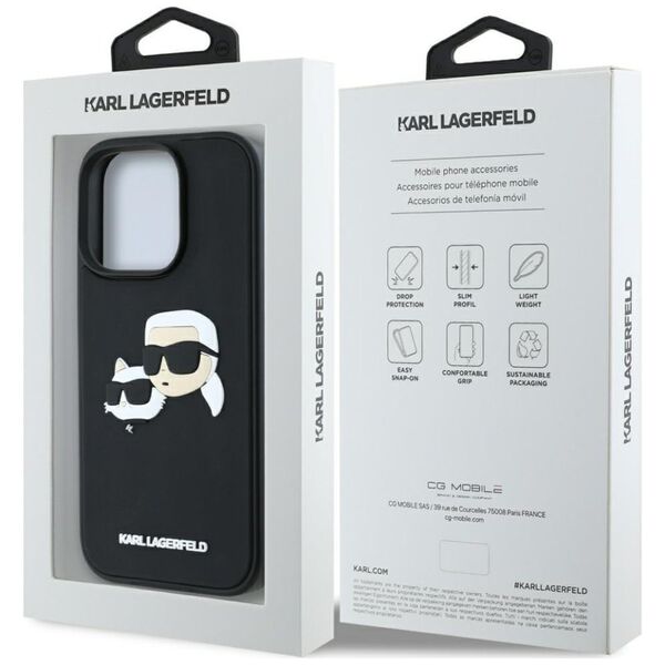 Etui Karl Lagerfeld HC 3D Rubber Double   Heads do iPhone 16 Pro czarny