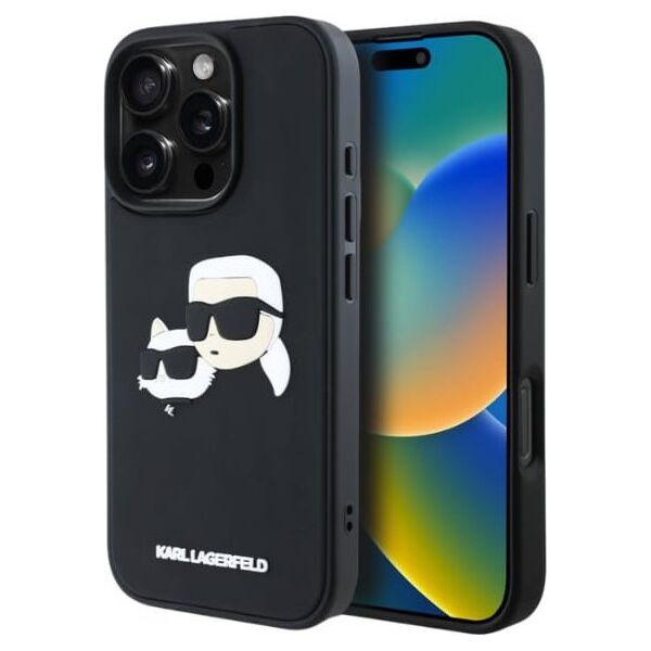 Etui Karl Lagerfeld HC 3D Rubber Double   Heads do iPhone 16 Pro Max czarny